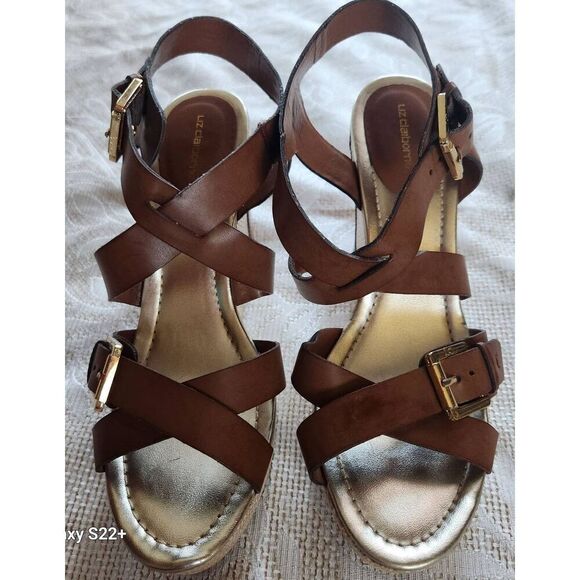 ę Liz Claiborne Strappy wedge sandals m - Picture 1 of 7